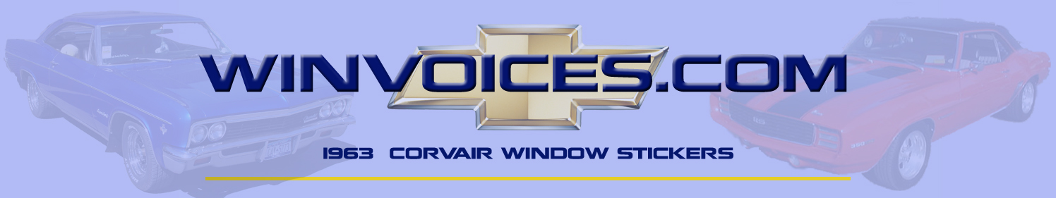 1963 Corvair Window Sticker Options